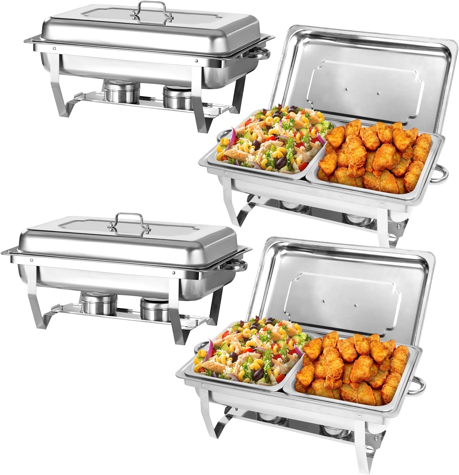 VidaXL Speisenwärmer Chafing Dish Set 4-tlg Edelstahl Buffet Behälter Warmhalte Stövchen