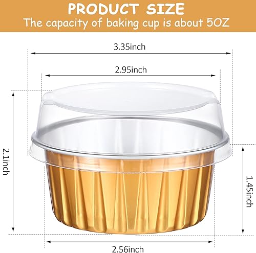 Miniatura 2 de Thenshop 200 piezas de 5 onzas de aluminio para hornear, moldes desechables para tartas con tapa, papel de aluminio para bodas, despedidas de