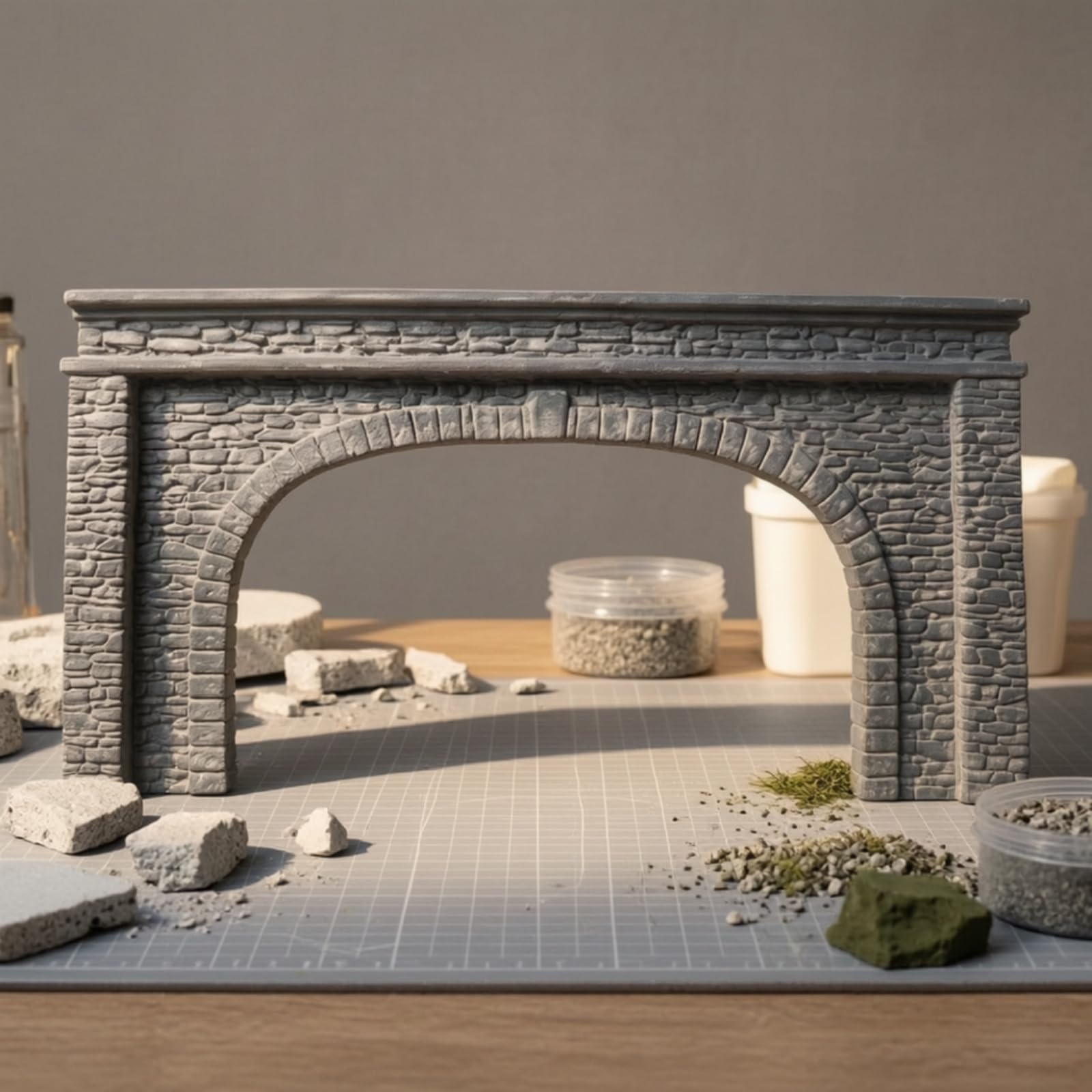 Baoblaze Arco Passaggio Ferroviario in Gesso con Muro di Sostegno E Apertura Tunnel per Modellismo su Ridotta atto per Realizzazione di Paesaggi in Miniatura E Scenari per Treni Modello, style to 2