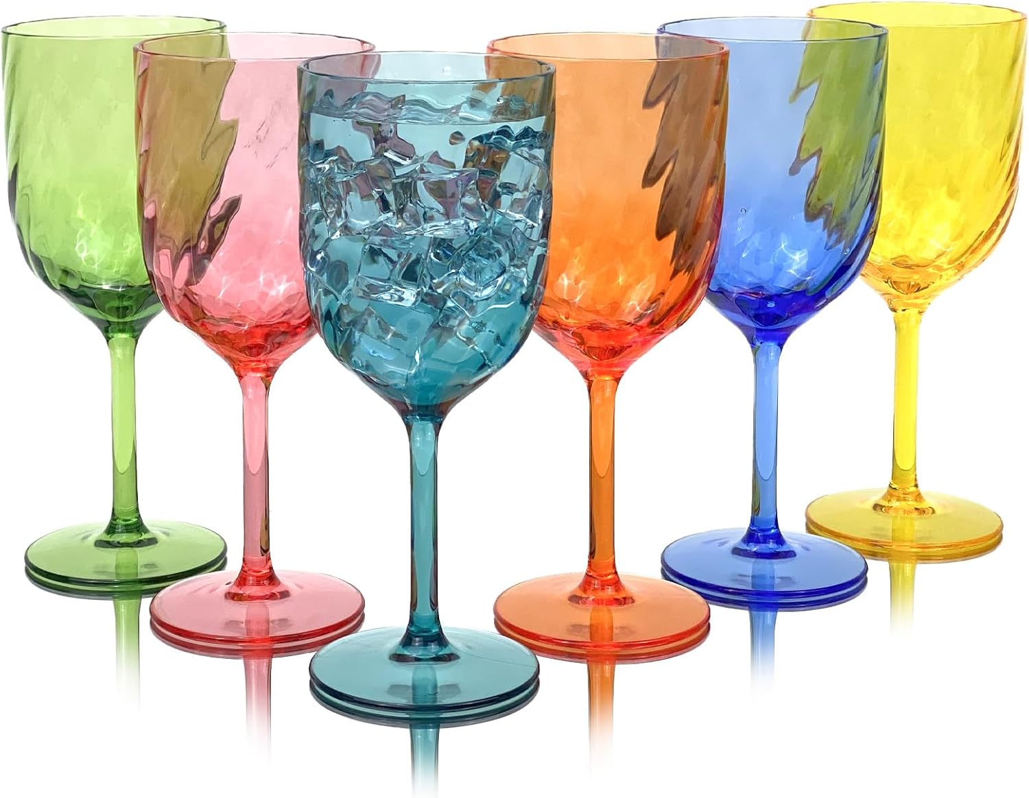 15 Ounce Plastic Wine Glasses Set Of 6,Unbreakable Acrylic Wine Glasses,Reusable Colored Plastic Goblets Stackable,Dishwasher Safe Bpa Free Ideal For Parties (Multi Color, 15 Ounce)