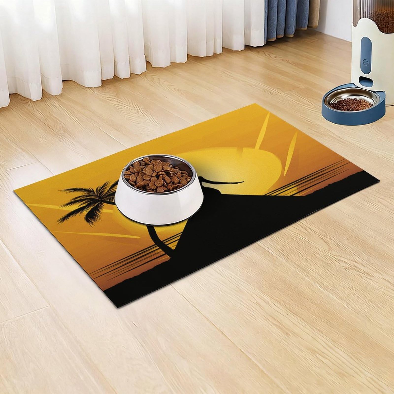 Silhouette d'une femme Tapis de nourriture pour chat – Tapis d'alimentation antidérapant pour chien facile à nettoyer pour la nourriture et l'eau, tapis de gamelle pour chien et chat 43,2 x 76,2 cm