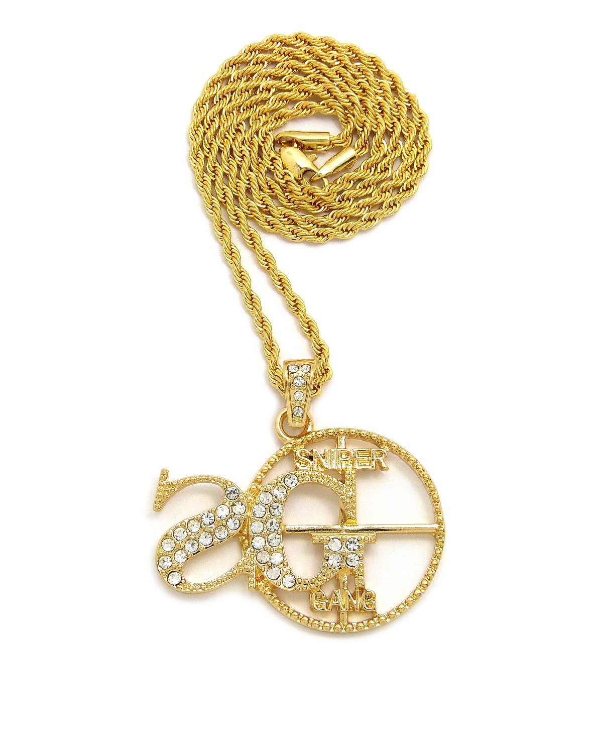 Crescendo SJ INCICED Out 'SG' Sniper Gang Pendant & 24" Box/Cuban/Rope Chain Necklaces - XSP626G