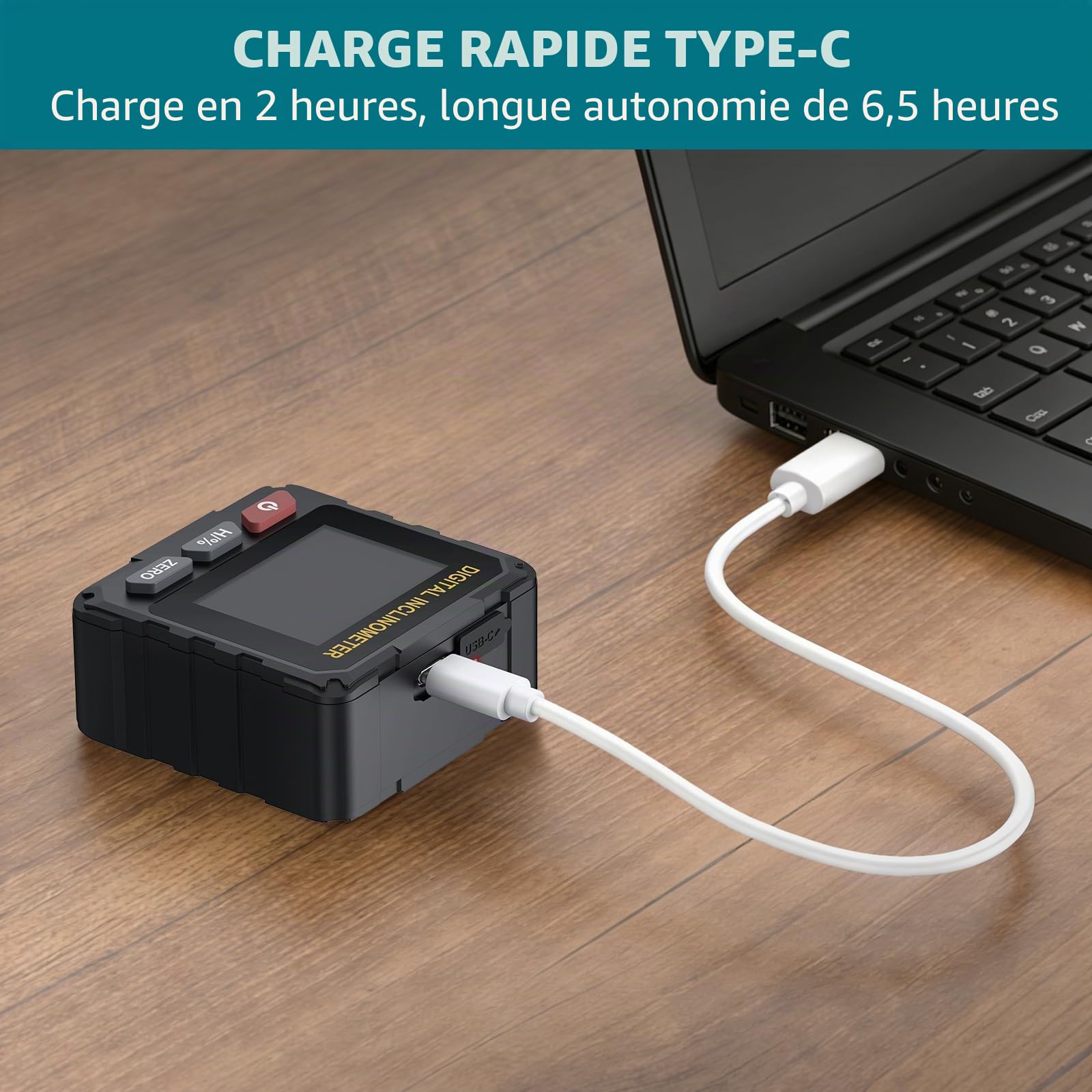 Inclinomètre Numérique avec Double Laser, Niveau Électronique Magnétique Rechargeable USB-C, Rapporteur d’Angle Digital 4x90° pour Menuiserie, Calibration de Scie, Bricolage et Chantier