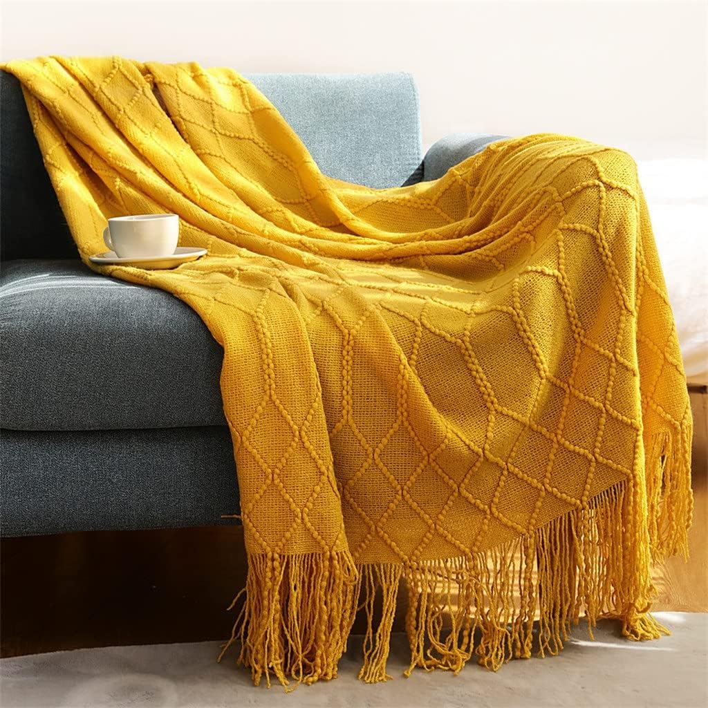 Fashion Soft Knitted Sofa Throw Blanket European Tassel Comfortable Warm Office Nap