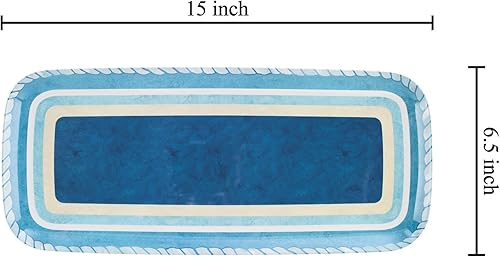 Miniatura 9 de UP ware - Bandeja de melamina de coral rojo, bandeja rectangular de 15 x 6.5 pulgadas, bandeja de alimentos sin BPA para entretenimiento en fiestas