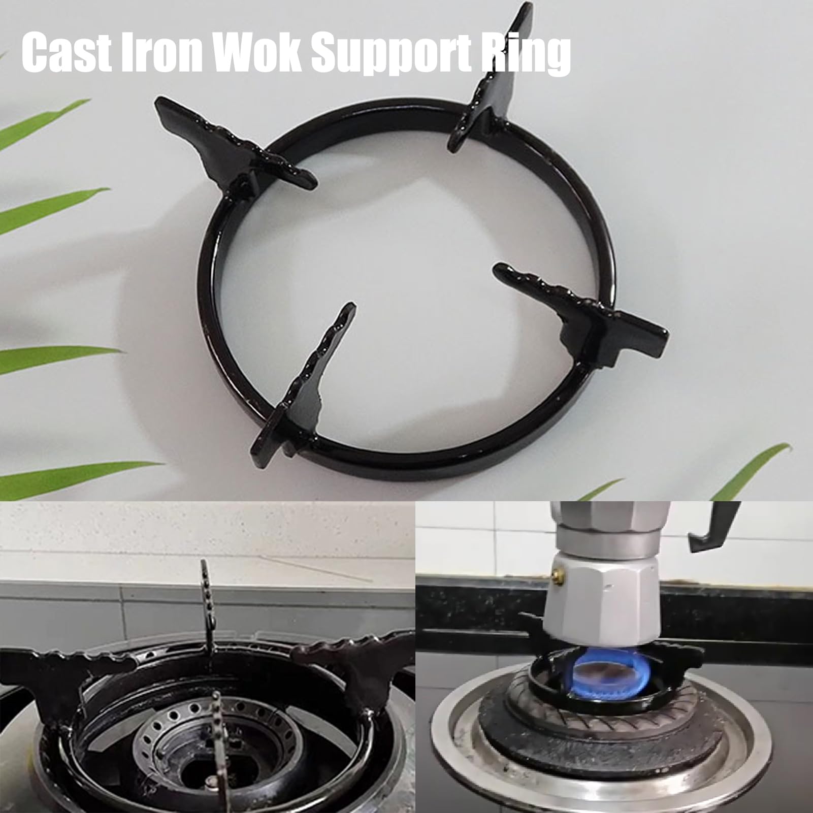 Wok Stützring aus Gusseisen, Wok Ring Stützring Ring Gasherd Brennerrost Universelle Gusseisen Brenner Ständer Gussstütze für Die Küche Ersatzzubehör für