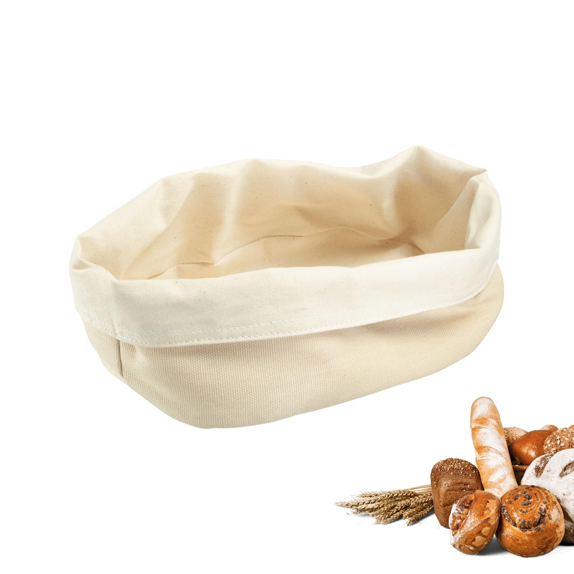 Westmark Bolsa de pan ovalada – Cesta de pan de tela para pan, bollos, bollería y fruta – Panera moderna de algodón – Beige claro/Beige, 25 x 18 cm