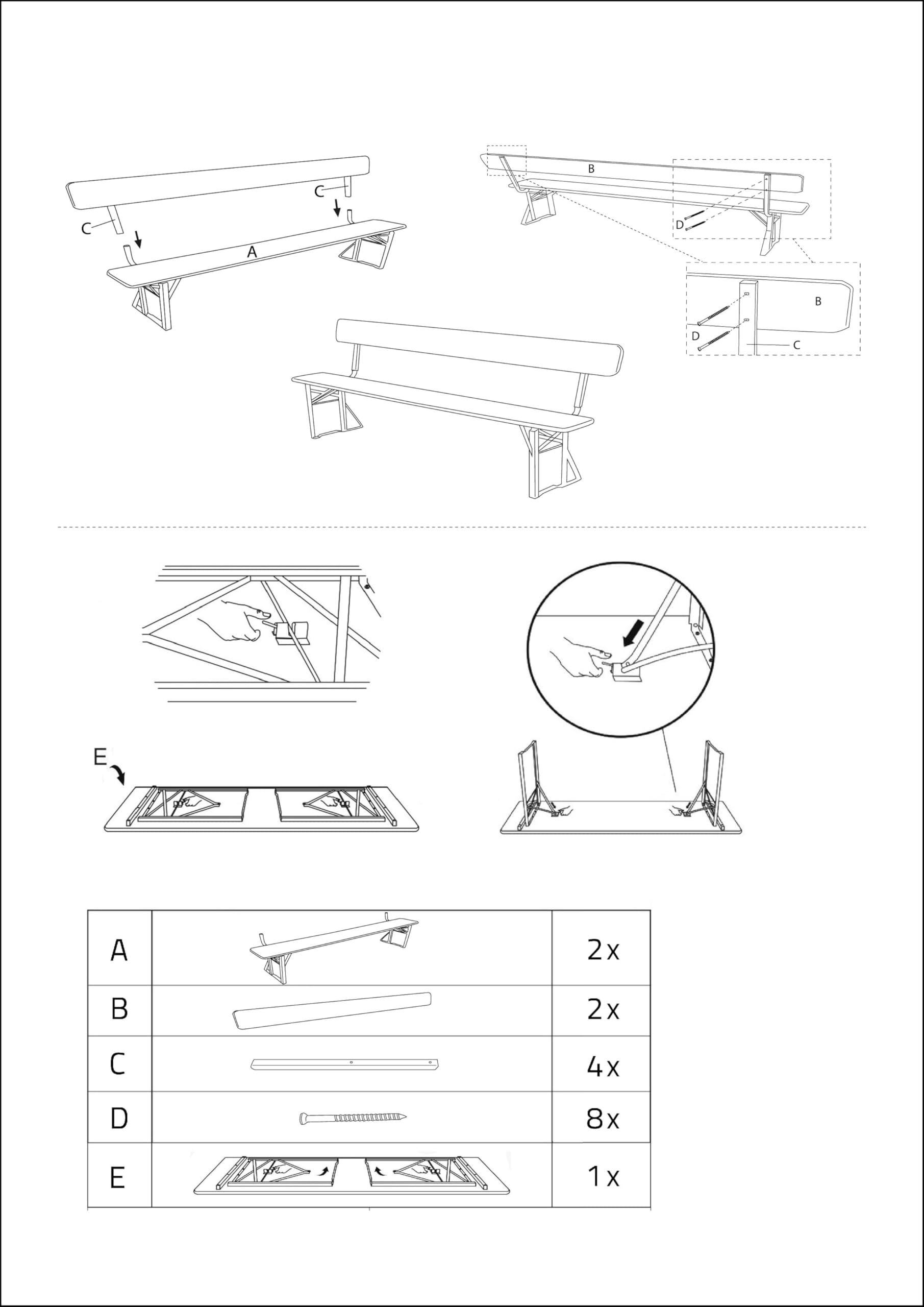 AVANTI TRENDSTORE Imolo Set Birreria Legno Massiccio Laccato 170x77x69 cm