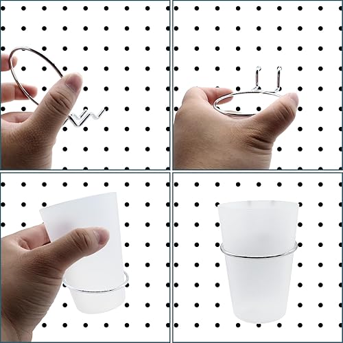 Miniatura 5 de Moicstiy Paquete de 6 recipientes para tablero de clavijas con cubos de almacenamiento, tarros, portavasos organizador para banco de trabajo,