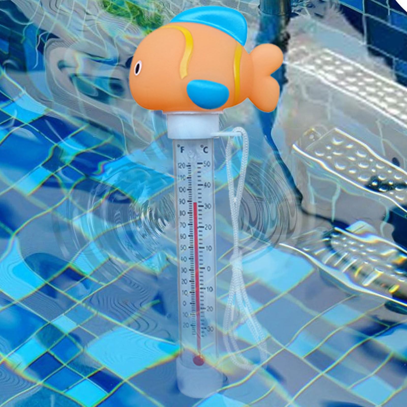 Termometro Piscina, Termometro Galleggiante per Piscina, Floating Termometri con Filo, Termometros Acquario, per Spa Esterni/Interni, Piscine, Vasche e Acquari