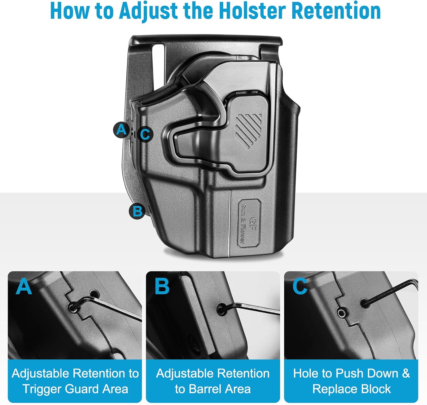 Universal OWB Paddle Holster w/Optic Cut, Fits Glock 19/26/ 43X, FN Reflex, M&P Shield Plus, PSA Dagger Compact, Hellcat Pro, Ruger Security 9 & 40+ Compact/Subcompact Pistols