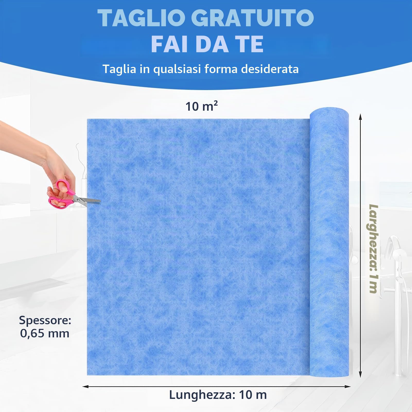 Membrana impermeabilizzante per doccia, membrana sigillante per bagno, isolante per piastrelle, Membrana impermeabile da 30 m²，Adatto per bagno, parete, soffitto, sauna (30m Blu)