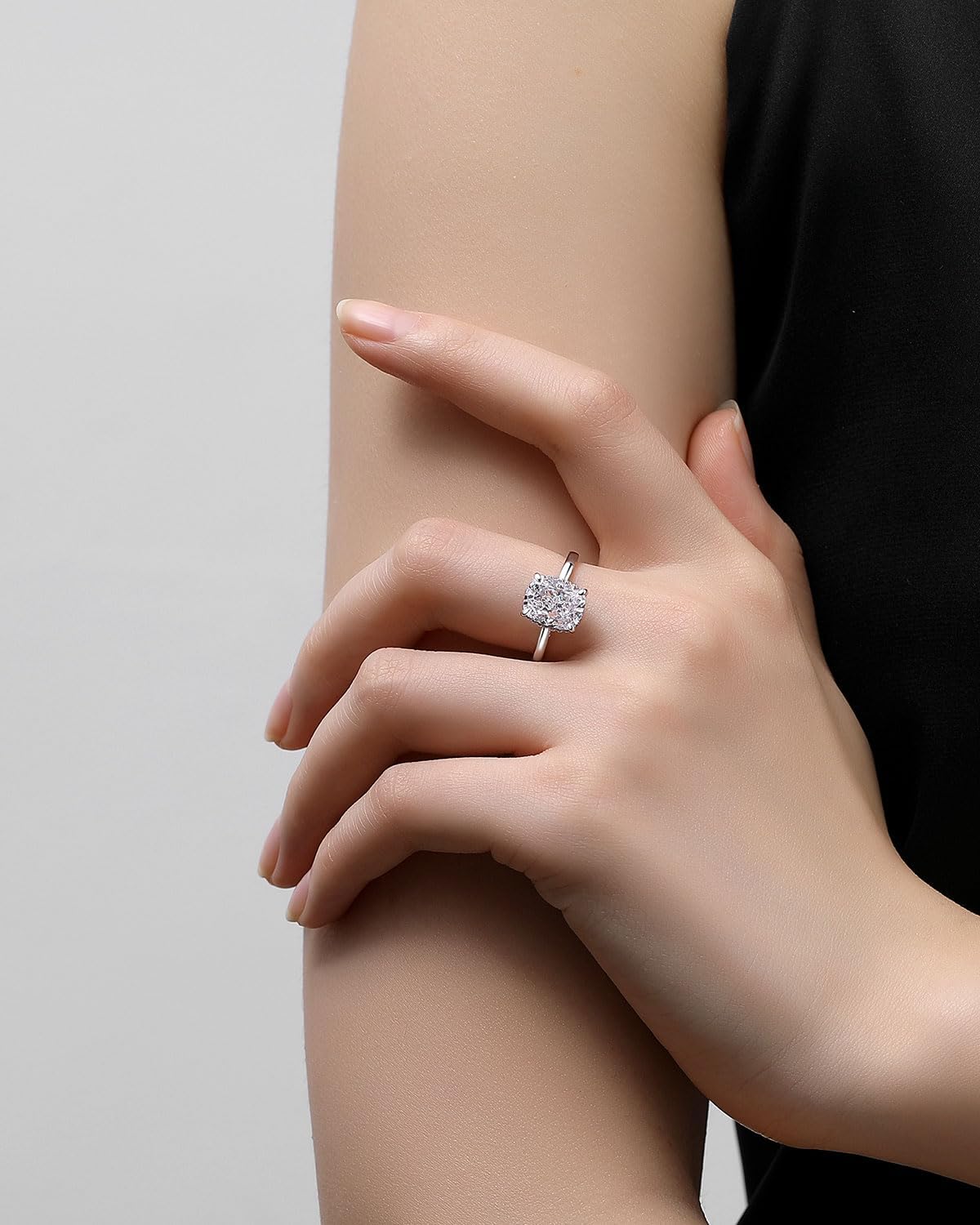 4CT/4.5CT Elongated Cushion Cut Engagement Rings for Women, Simulated Diamond Ring, 925 Sterling Silver 18K White/Yellow Gold Plated Promise Ring - Image 5