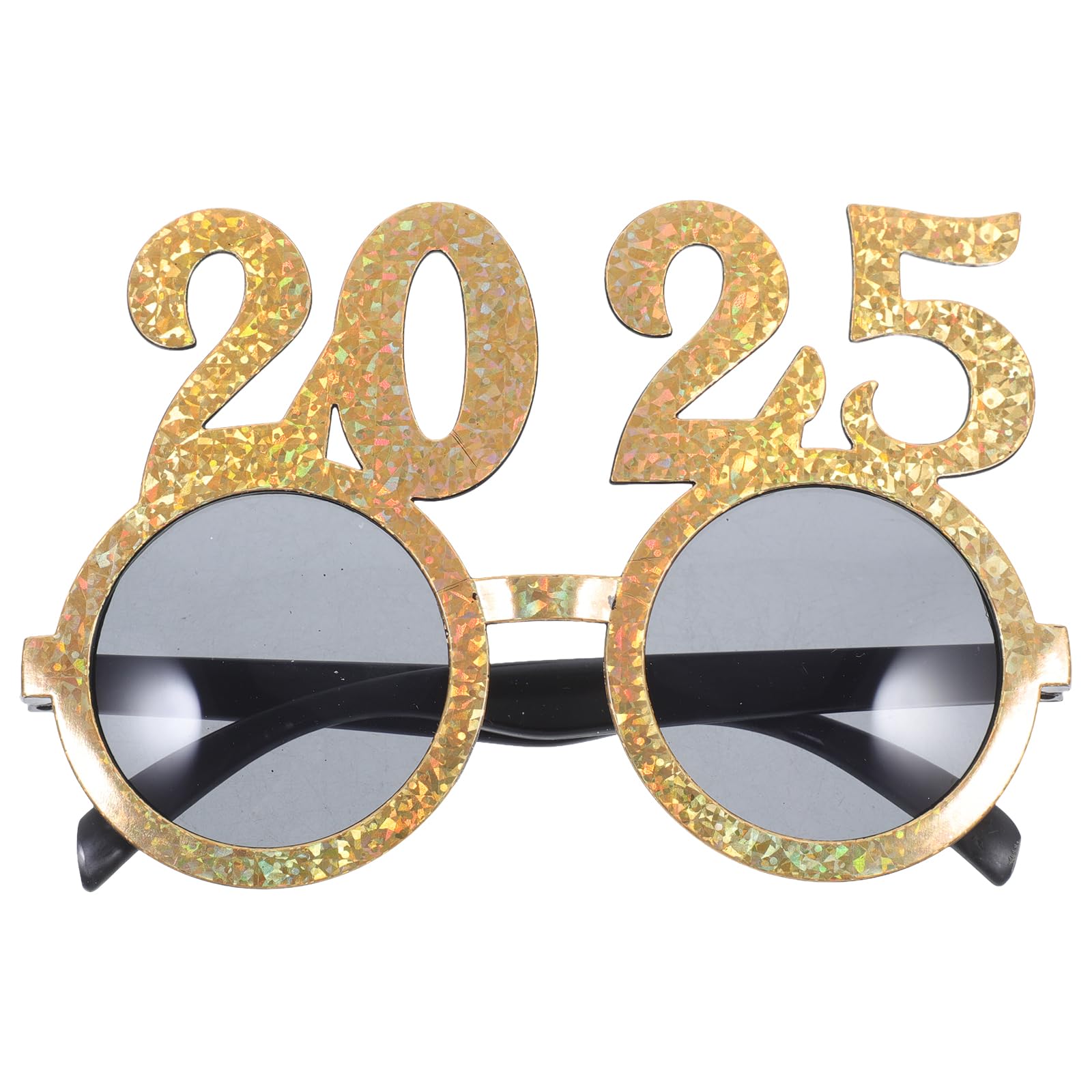 LOGOFUN Happy New Year Glasses 2025 Number Sign Eyeglasses Glitter 2025 Style Party Eyewear for 2025 New Year Party Supplies - Golden