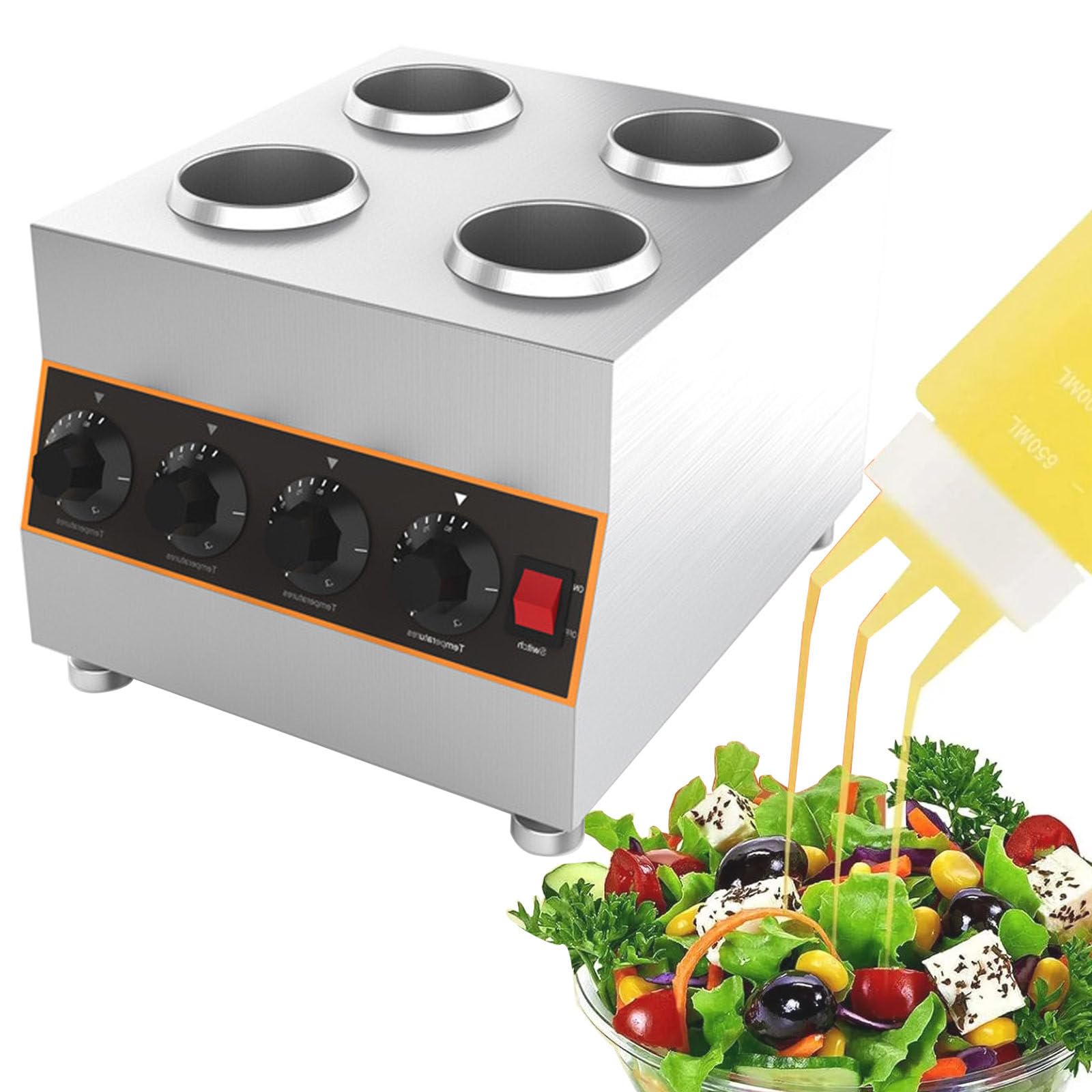 Calentador De Salsa De Queso EléCtrico De 640 W, Calentador De Dispensador De Queso Nacho, Calentador De Biberones Para Queso Y Chocolate, Calentador De Jarabe De Acero Inoxidable,220V