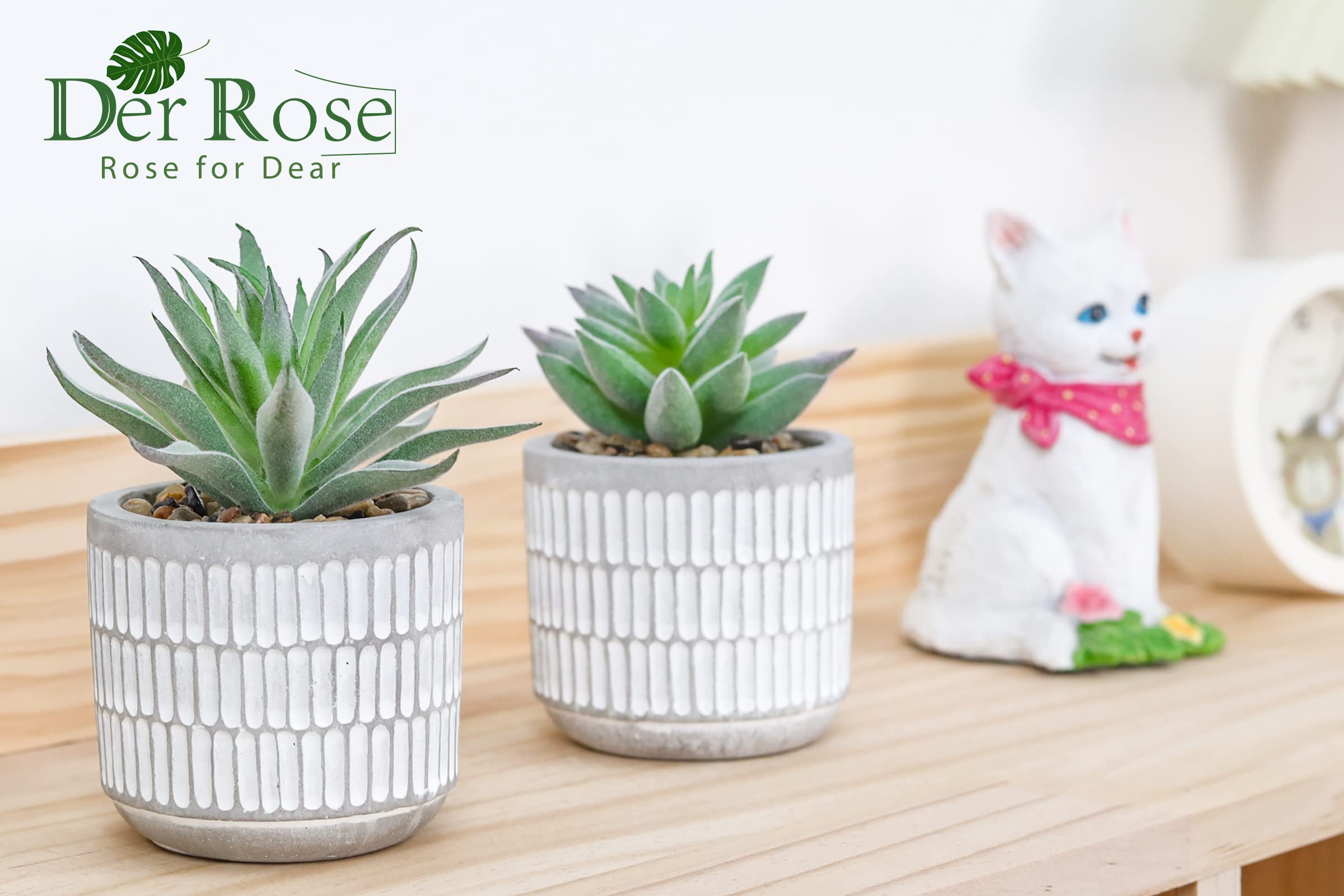 Der Rose Set of 2 Succulents Plants Artificial Fake Plants for Living Room Bathroom Bedroom Aesthetic Home Kitchen Decor