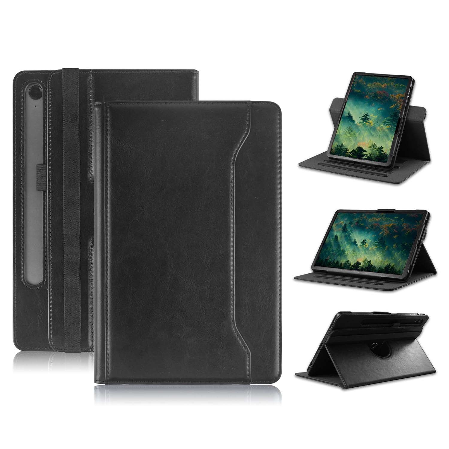 Case Compatible with Samsung Galaxy Tab S9 11 inch 2023 Tab S8/S7 11" Tablet PU Leather Business Cover for Tab S9 FE Tablet 360 Rotating Cases Auto Wake/Sleep,Black