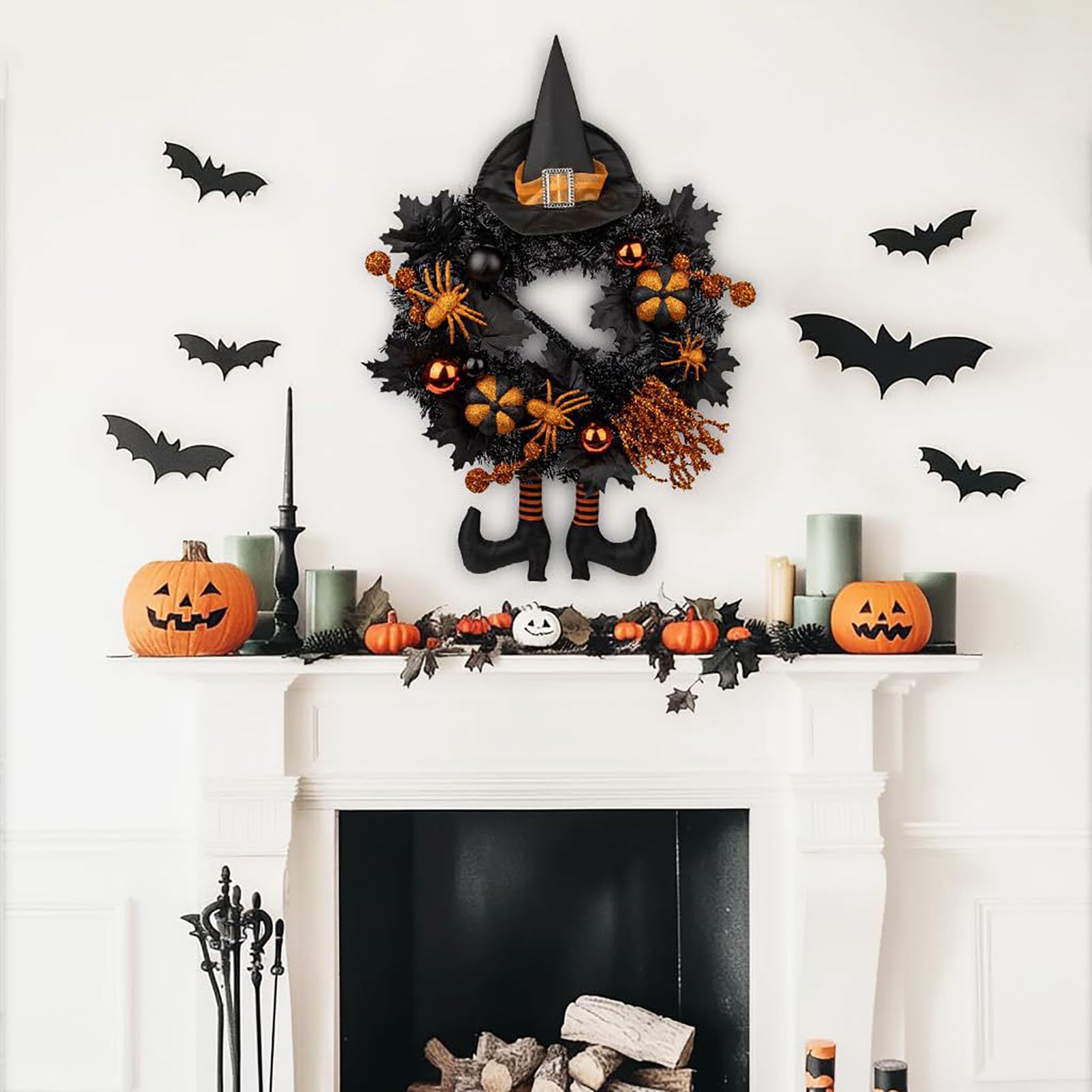 Decorativa Ghirlanda Sospesa Halloween con Accessori da Strega