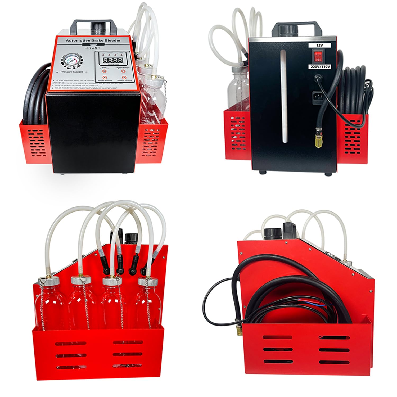 12V220V110V purgeur de Frein Voiture, Remplacement de la Pulsation et de la Pression constante, pour Le Remplacement simultané de 4 Roues avec Adaptateur Automobile 16 pièces