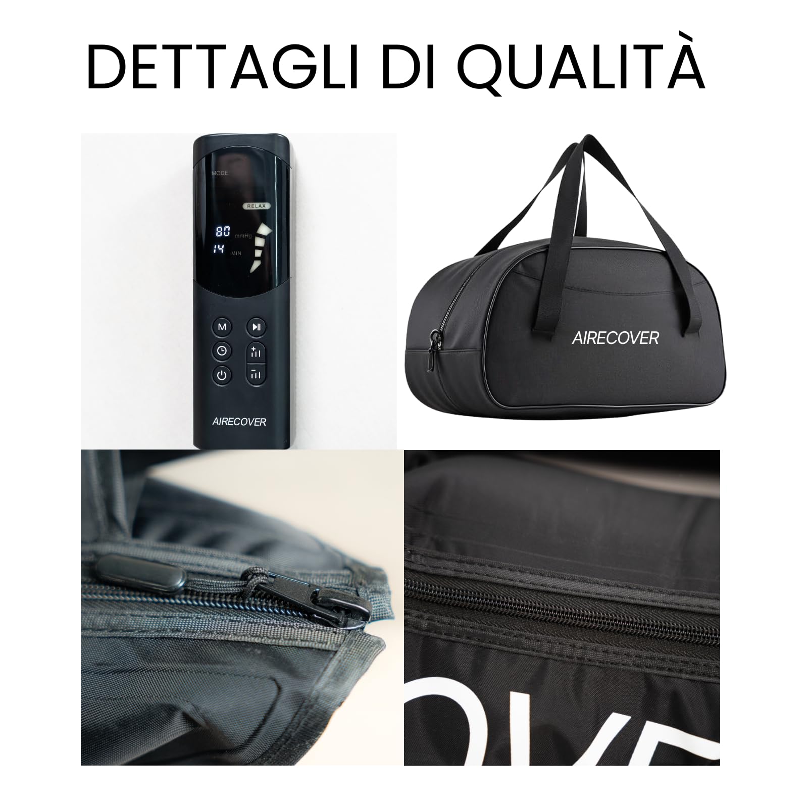 Pressoterapia Linfodrenaggio per Gambe e Piedi, Compressione d’Aria con 4 Camere, 6 Modalità, 9 Livelli di Pressione, 40–200 mmHg, Massaggio Compressivo per Relax e Gambe Stanche (S:155–169 cm)
