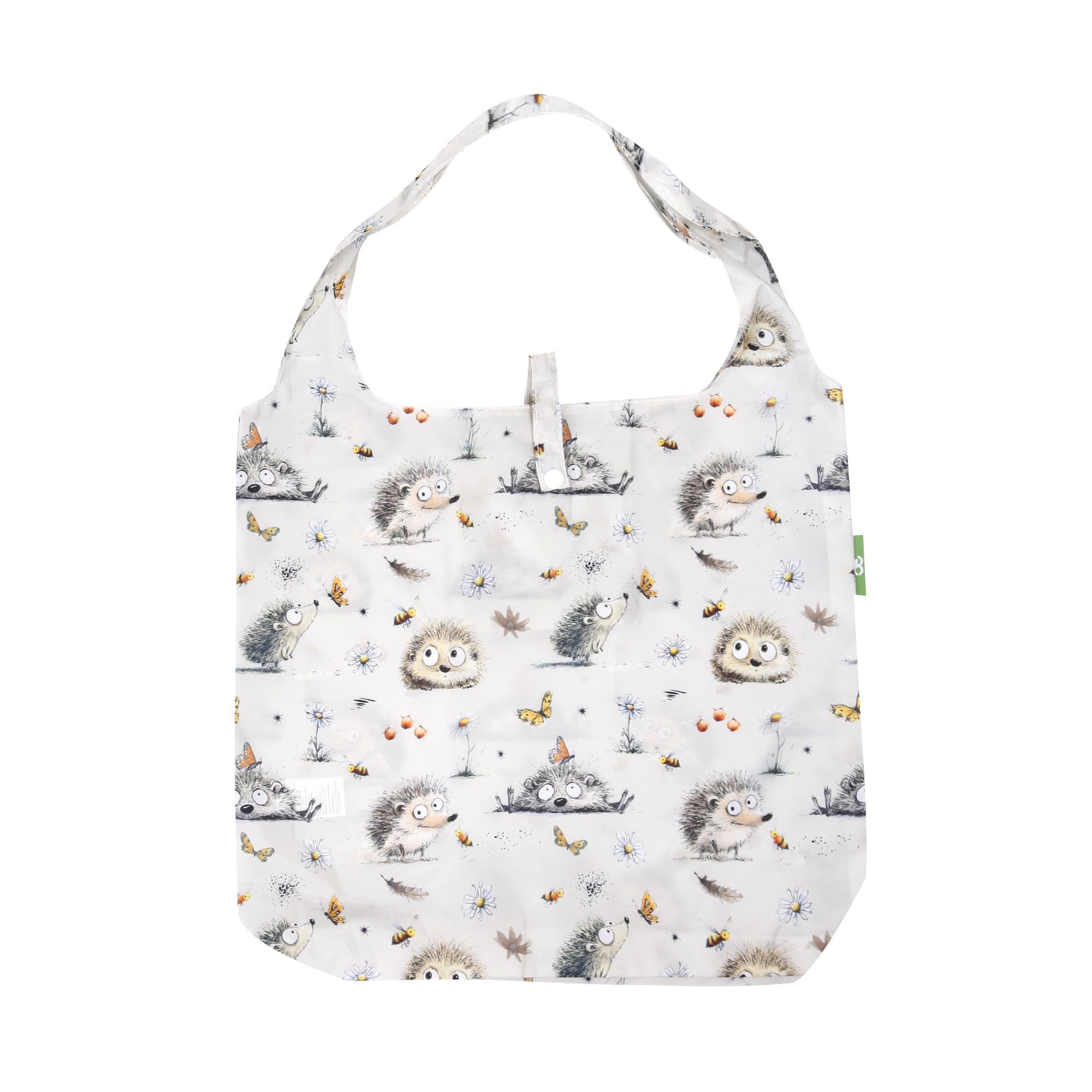 ECO CHIC Lightweight Foldable Reusable Shopping Bag Water Resistant Tote Bag (Whimsy Hedgehog Beige) — image 1