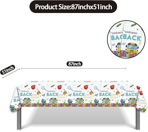 Miniatura 2 de XCKALI 2 manteles de fiesta de regreso a clases, decoración de fiesta para el primer día de escuela, mantel de bienvenida (51 x 87 pulgadas)