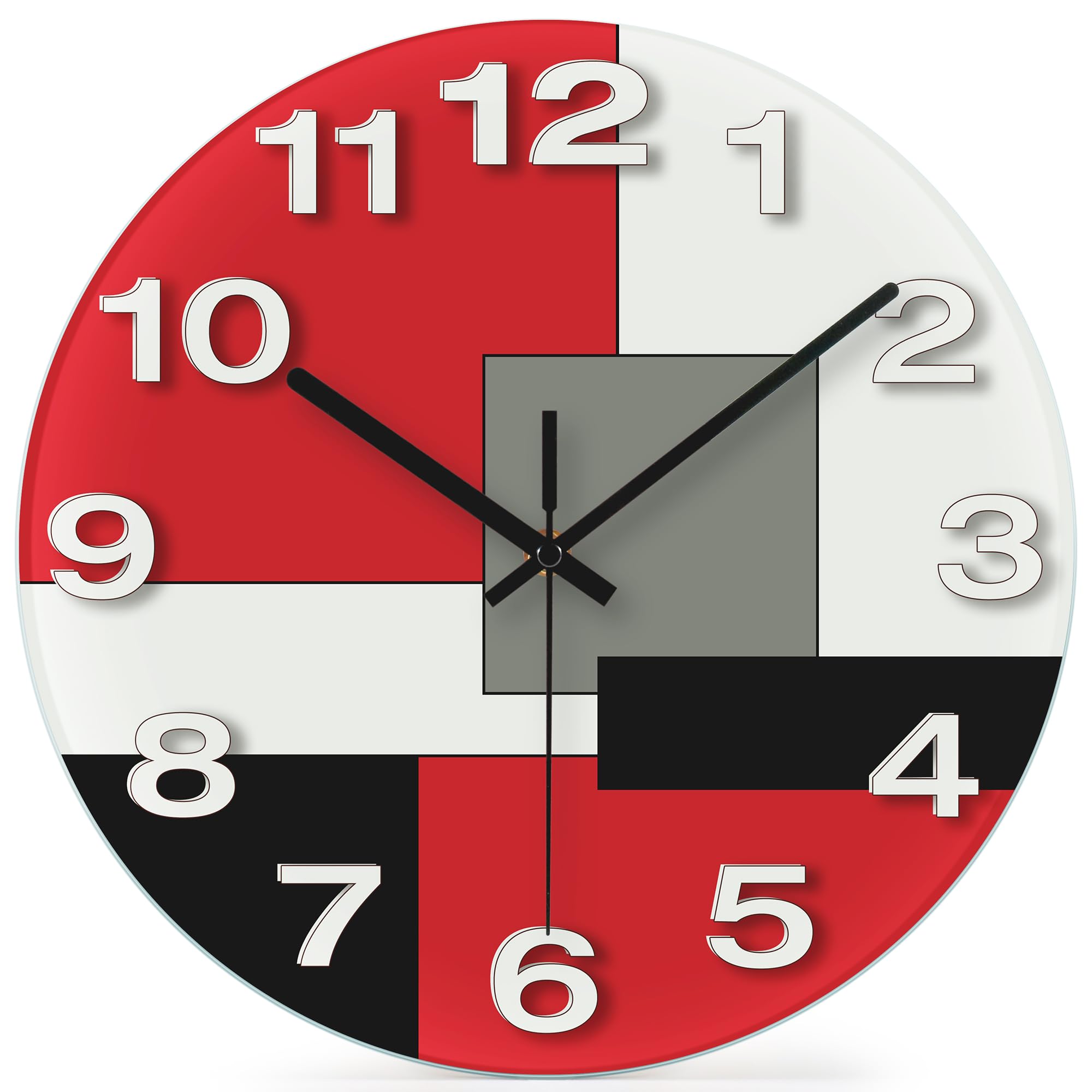 WISKALON Red Black Geometric Wall Clock