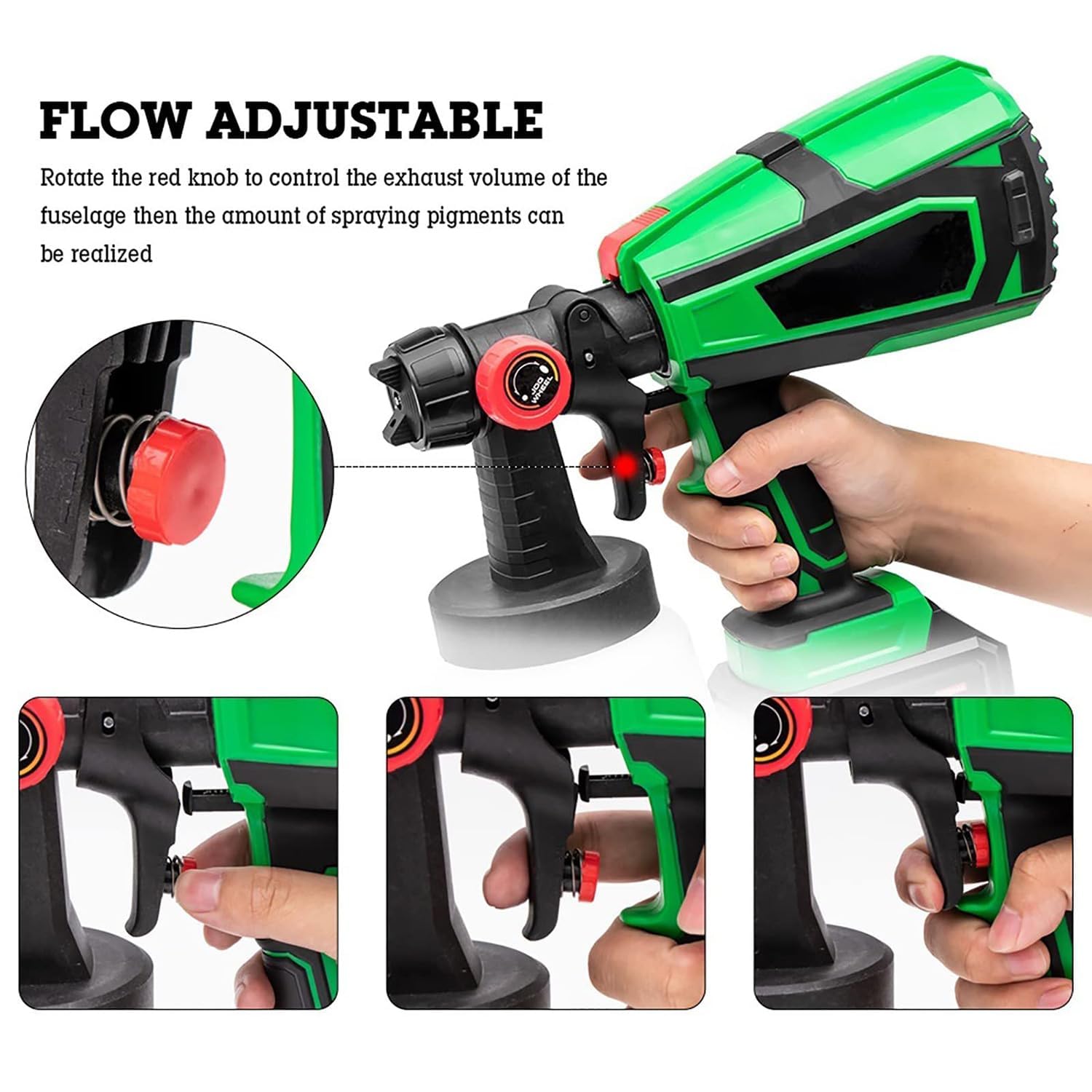Pistola Per Verniciatura Elettrica Fai-da-te 21v 150w, Spruzzatore A Batteria Con Luce Led - Pistola A Spruzzo Portatile Per Legno, Mobili, Recinzione - 3 Modalità Di Spruzzo, Flusso Regolabile - Cont