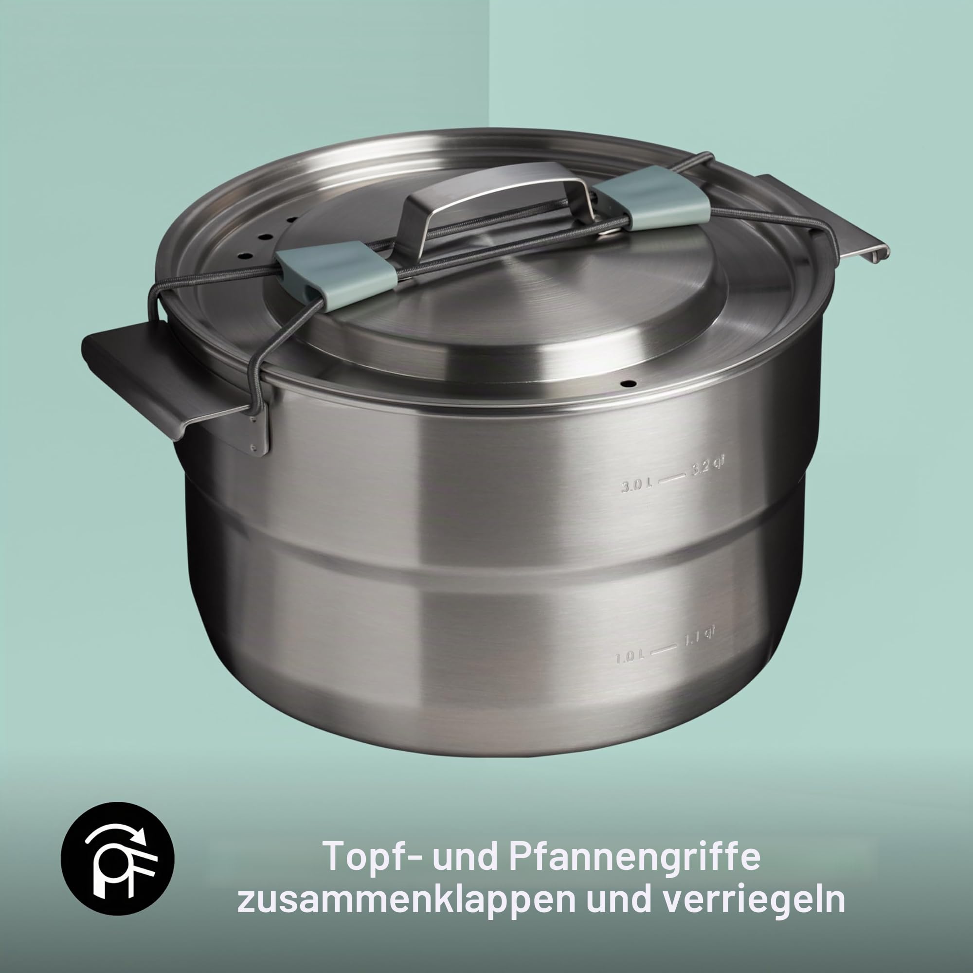 Stanley 1913 Wildfare Full Serve Cookset 3.78L - Shale/Charcoal | Edelstahl-Camp-Kochset - Packbar - Spülmaschinenfest - BPA-frei - Für Camping und Wandern