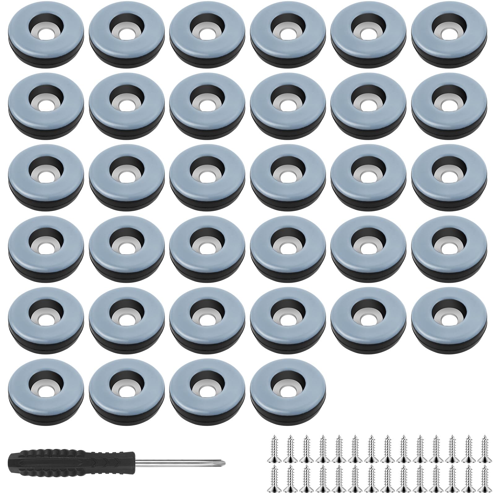 Omsscun 34 Pieces Teflon Furniture Sliders, diameter 25 mm (Round) Furniture Sliders for Carpet Furniture Glides