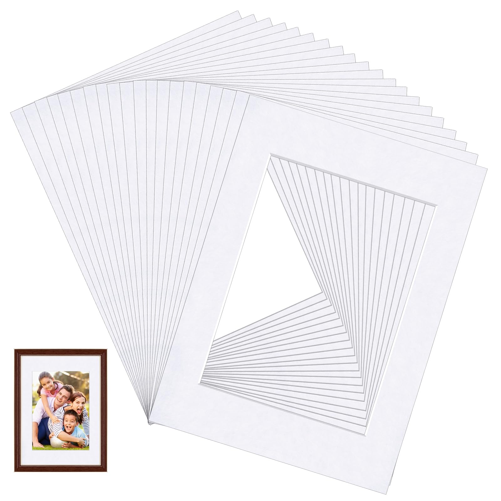 CAIYUANGUANGJIN 20Pcs Picture Mounts For Frames, 10x12inch White Frame Photo Mounts, Rectangular Acid Free Paper Picture Mat Cardboard Mount Inside for Painting Artwork Watercolor