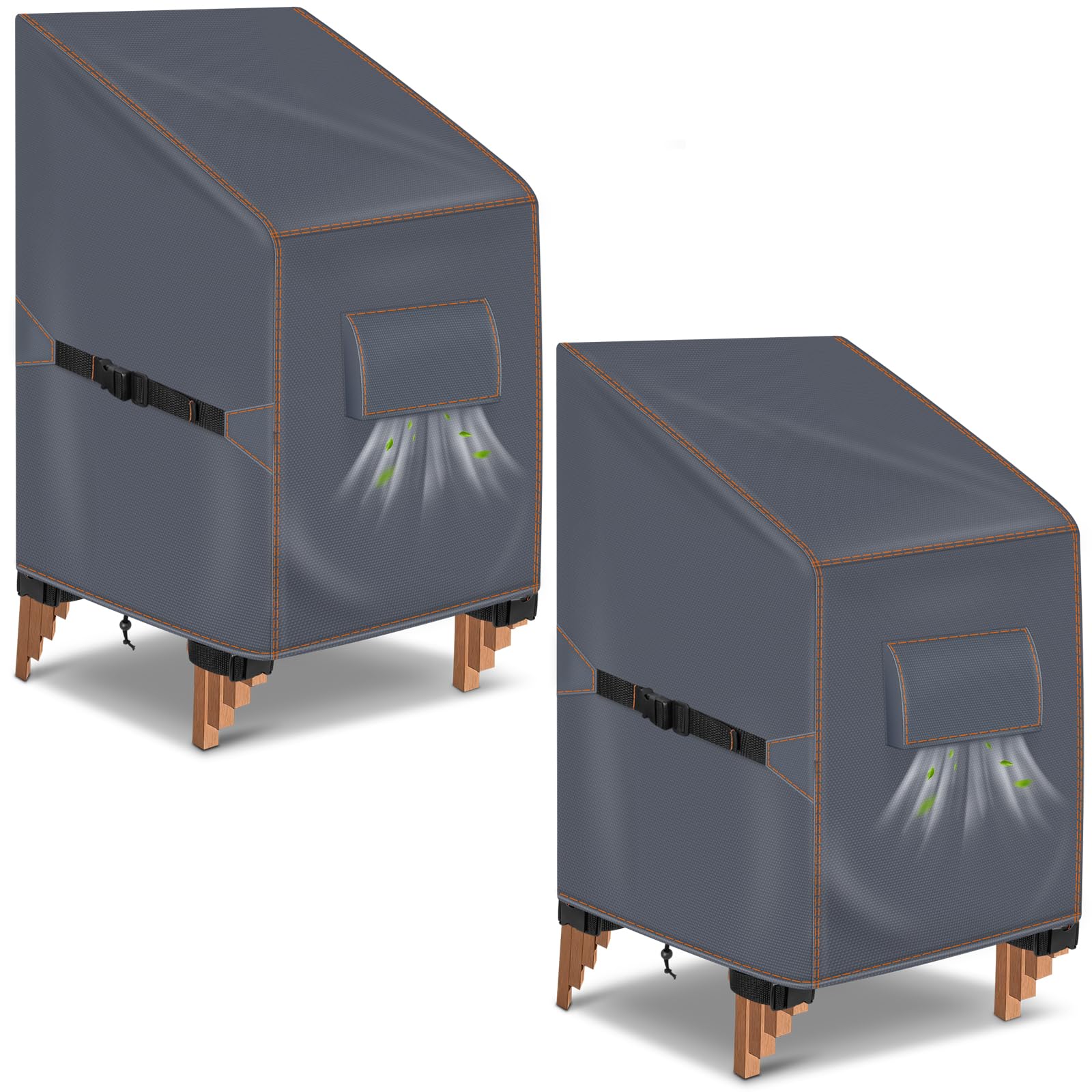 Copertura Sedie 2 Pezzi Esterno Impermeabile Antivento Oxford 420D - 80x85x60/90cm