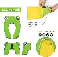 Vista 4 de Asiento de entrenamiento portátil para ir al baño con temática de dinosaurio, para niños, asiento de inodoro plegable con agarre antideslizante