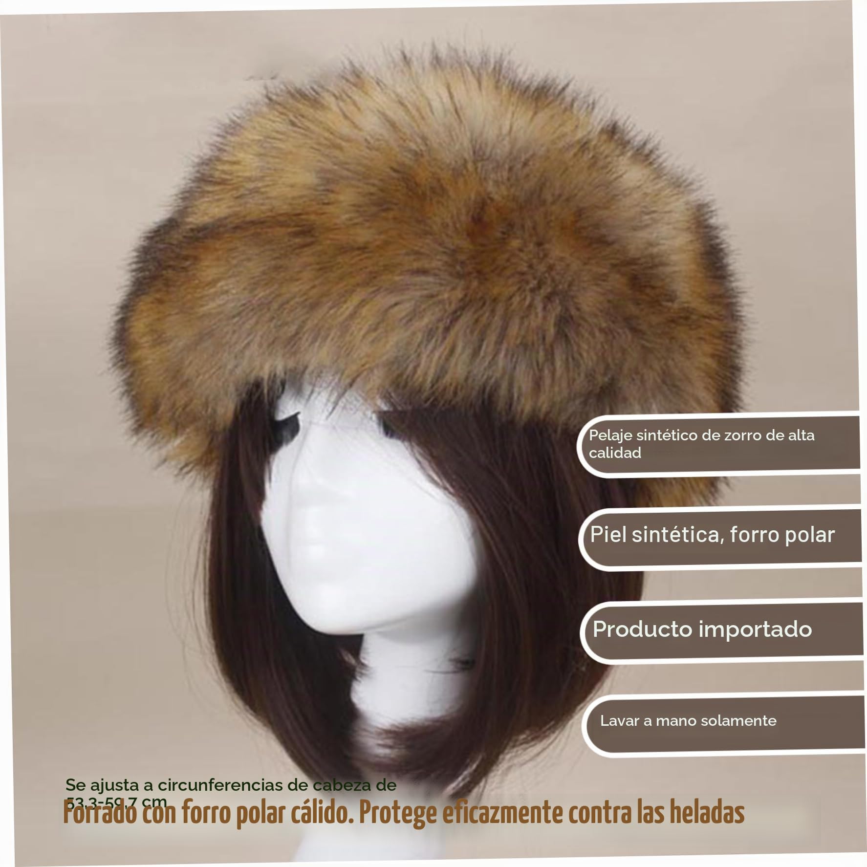 NIDONE Sombrero de Piel sintéxu Grueso Tibia sin Top sin Diadema de Pieles con la Banda de Moda de la Oreja de Moda elástica Sombreros de Pieles de Invierno Lavables para Mujeres