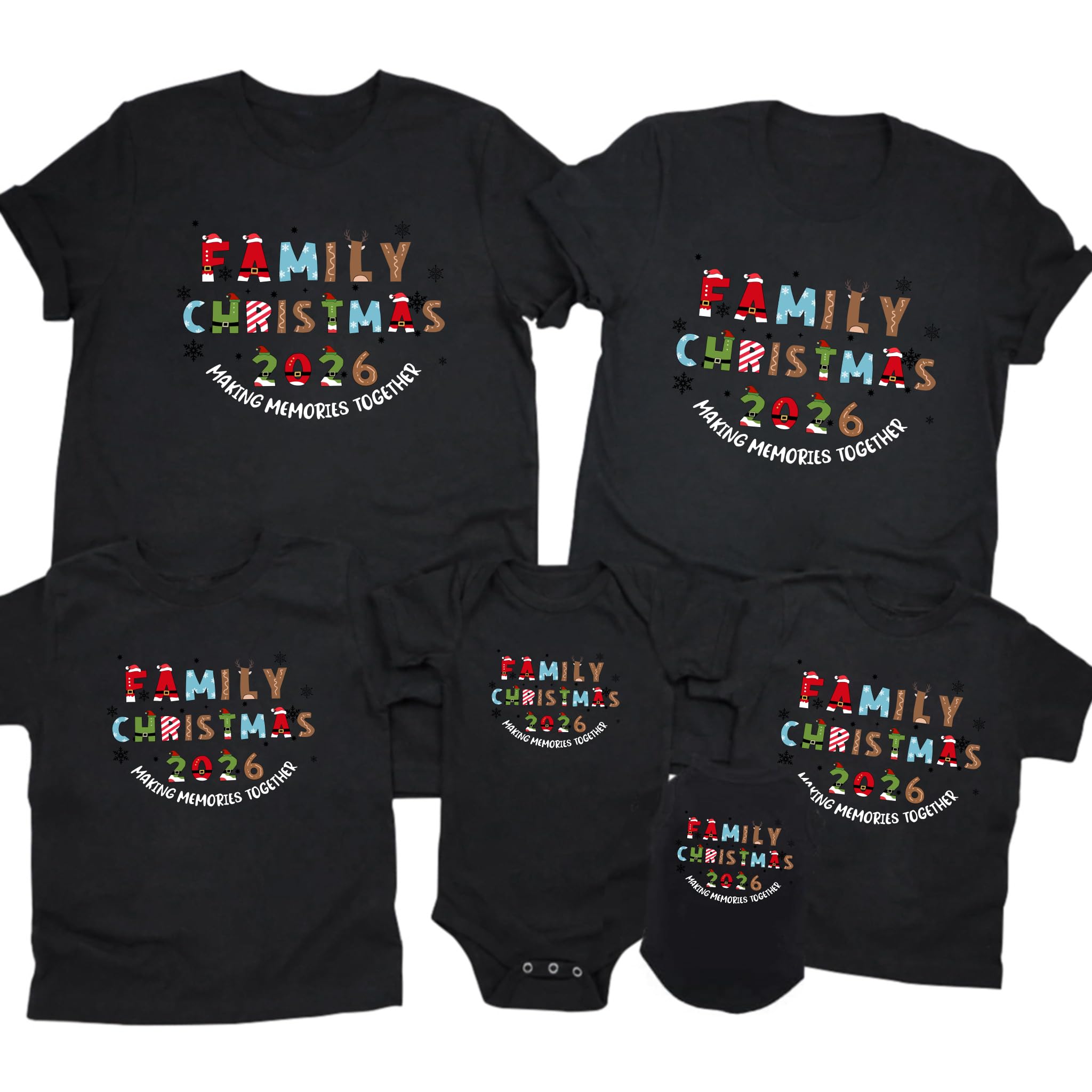 CONTEANER Merry Christmas Family Shirt,Matching Couples Xmas Graphic Tops