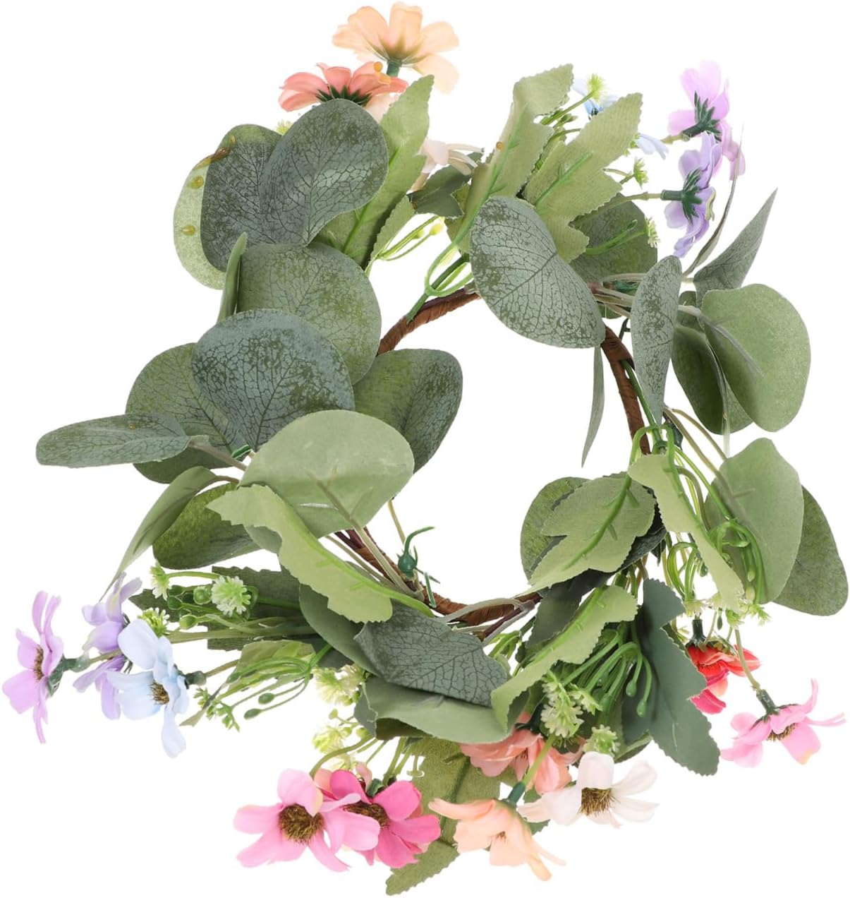 Zerodeko Eucalyptus Wreath, Candle Ring, Wedding Centerpieces for Tables, Candle Wreaths for Easter Decorations, Seasonal Home Decoration (Random Color)