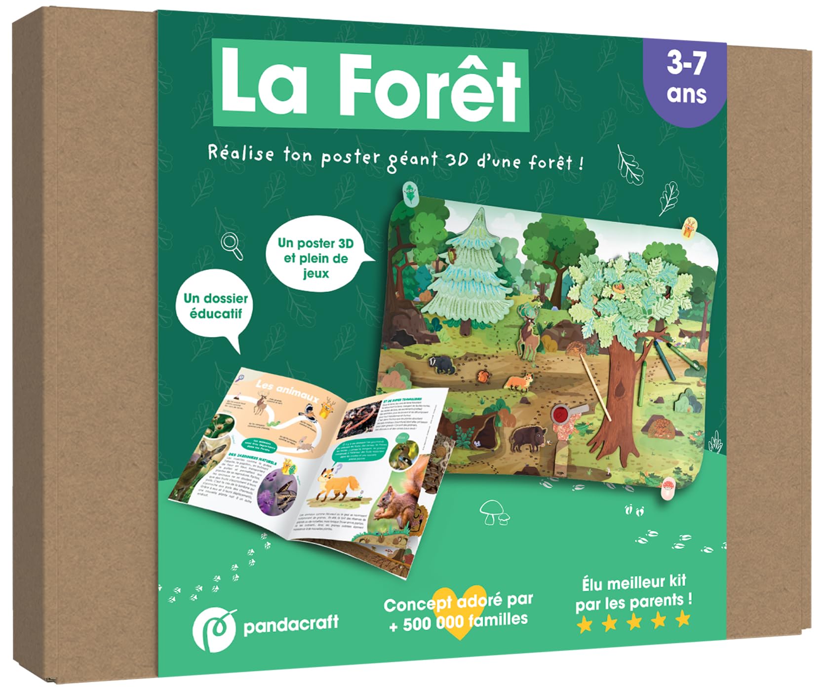 La Forêt - Kit Pandacraft 3-7 ans: Réalise ton poster géant 3D d'une forêt !