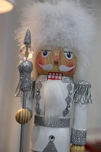 Miniatura 3 de Figura decorativa de cascanueces de Navidad hecha a mano blanca tradicional de madera coleccionable, decoración de mesa de Navidad, regalos de 14