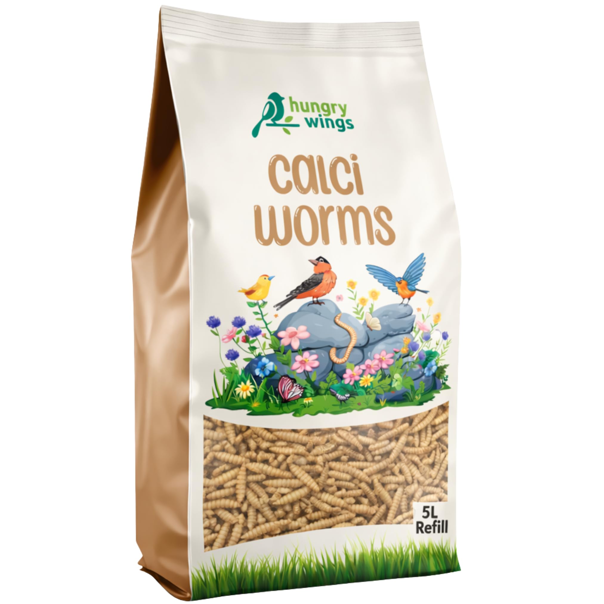 Premium Wild Bird Food 5L Refill, (5L Bag, Calci Worms)
