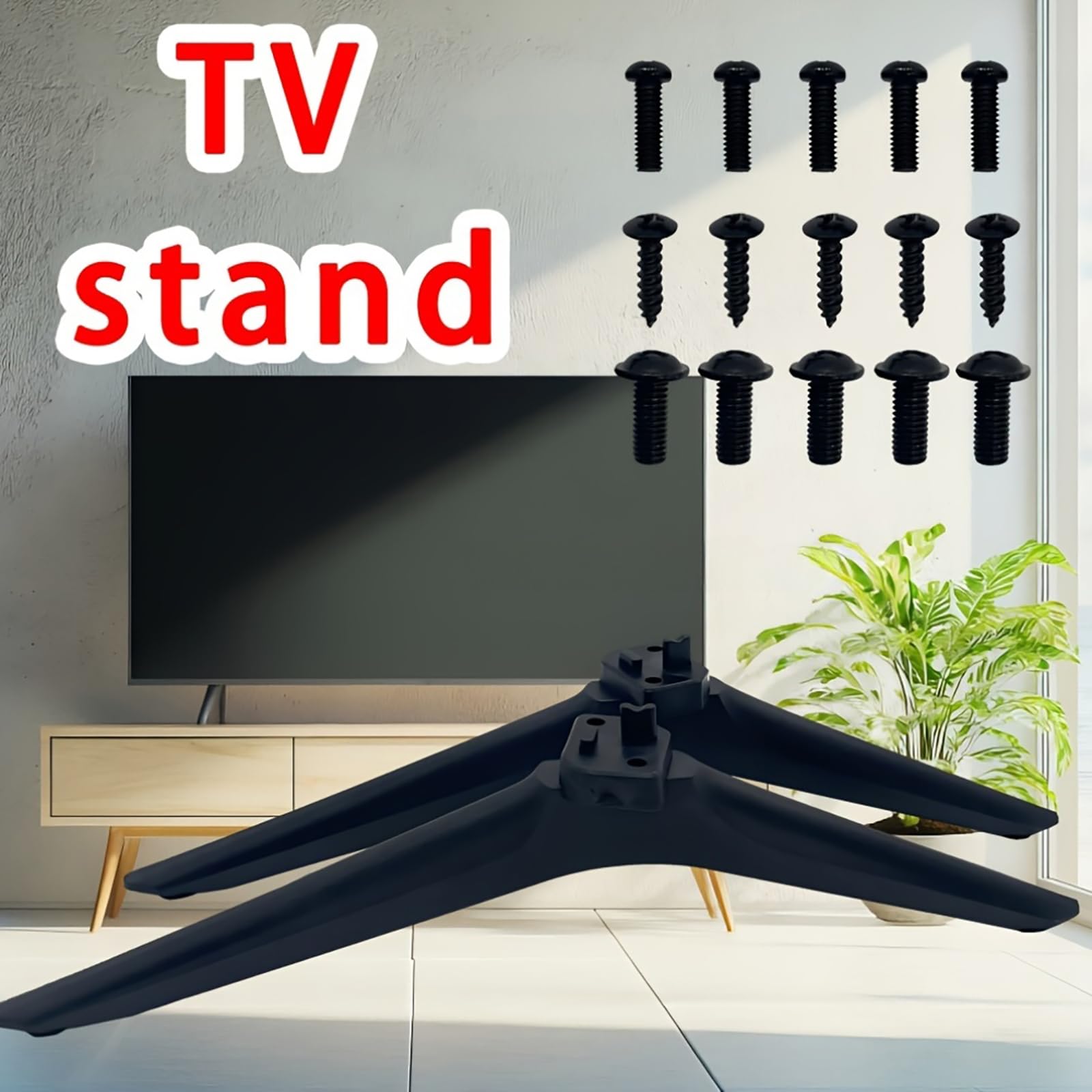 Patas universales para TV de 65.62 a 85.3 pulgadas, 2 patas de repuesto para TV con tornillos, soportes de montaje de plástico fáciles de instalar, soporte de base de mesa negro (ajuste de