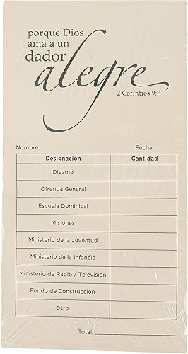 Miniatura 1 de Salt & Light, Dador Alegre - Juego de 100 sobres de diezmo español y ofrenda, 3 12 x 6 12 pulgadas, color beige