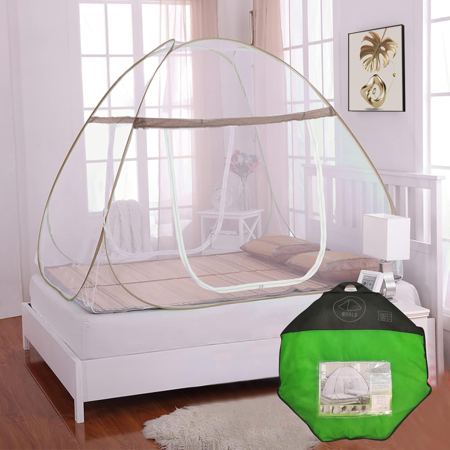 Pop Up Bed Net Tent with Net Bottom, Folding Design Bed Canopy for