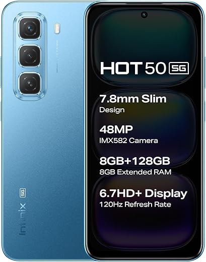 Infinix Hot 50 5G, Vibrant Blue (8GB, 128GB)