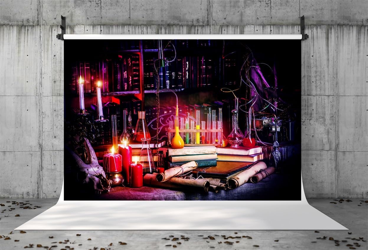 Halloween-Chemielabor-Hintergrund – 240x180 Cm Vinyl-Banner Für Gruselige Hexenparty-Fotos