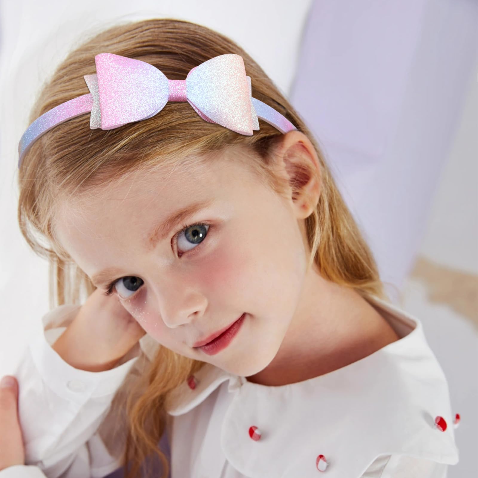 Candygirl Headbands for Girls Glitter Headband,Sparkly Bow Heart Star Hairbands Cute Non-slip Thick Plastic Hair Bands Shiny Rainbow Sequins Hairhoop Accessories for Kids Little Girls Teens(6Pcs) - Image 3