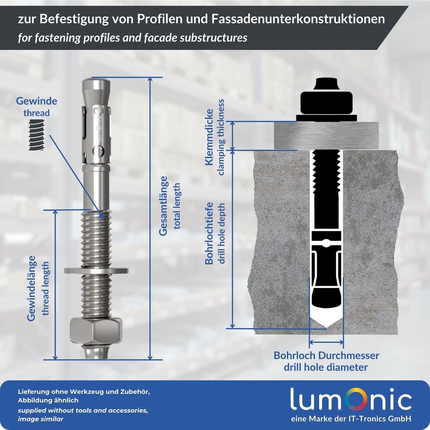 Tasselli Ad Espansione In Acciaio M10 X 120 Mm - Passanti - Foto 5