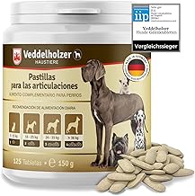 Veddelholzer Chondroprotector Tablets for Dogs with MSM, Harpagophyte Glucosamine Collagen to Strengthen Bones, Made in Germany, 125 Capsules with Hyaluron