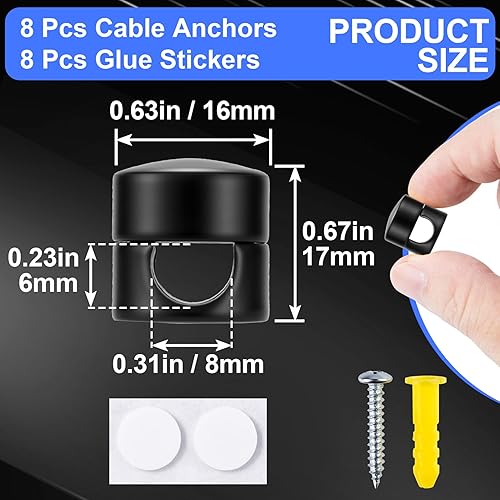 Miniatura 119 de 3 juegos de soportes de cargador para cables, soportes de anclaje de cable ajustables plateados, clips de cable de metal adhesivos, organizadores de