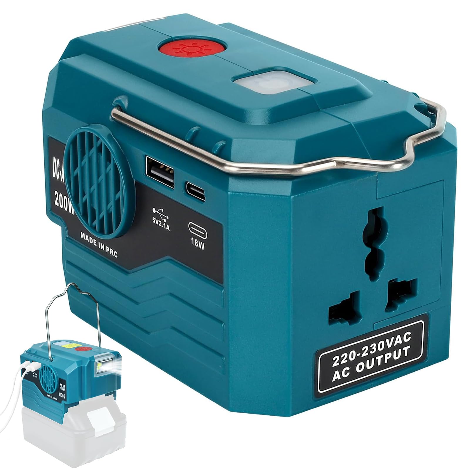 Wechselrichter Für 40-V-Batterie, 200 W, DC 18 V Auf AC 110 V, Mit USB Anschluss Und Typ C Pd30 Ausgang Und Led Beleuchtung Us Stecker 87790162