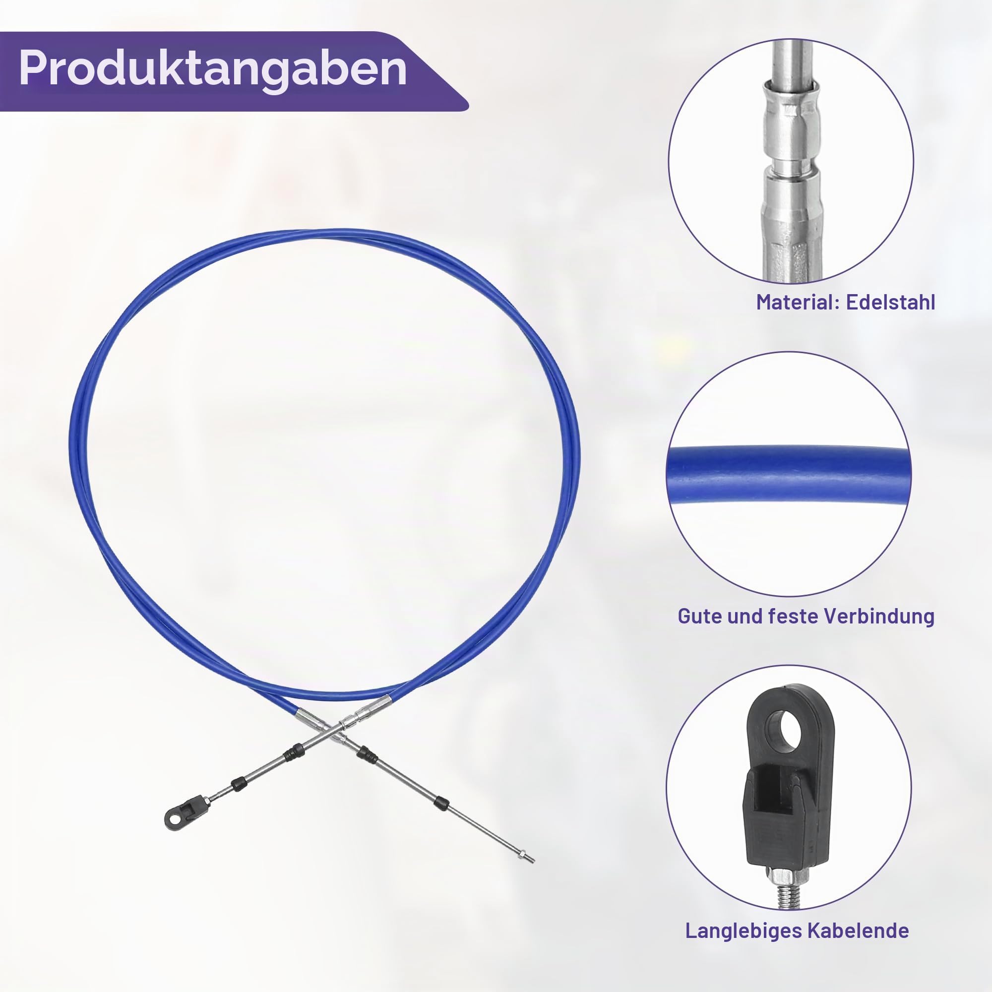 QUARKZMAN Boot Gas- und Schaltzug mit Befestigungskopf für Yamaha